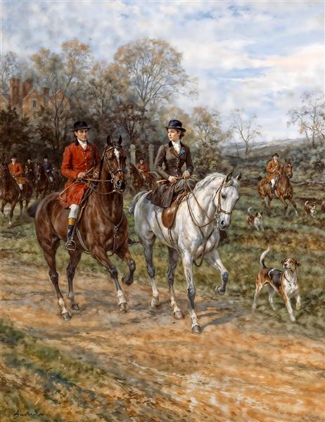 نقاشی رنگ روغن سوارکاران در طبیعت پاییزی مناسب پوستر دیواری پذیرایی و هتل‌های مجلل