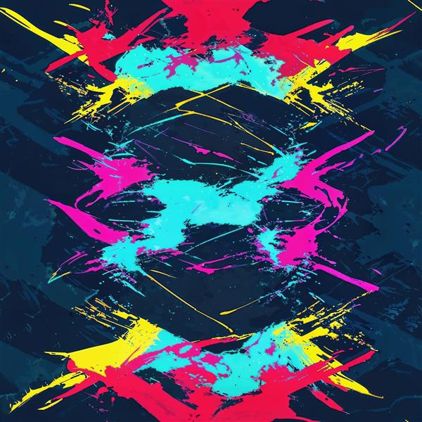 طرح گرافیکی مهیج با پاشش رنگ‌های نئونی مناسب چاپ روی کوسن، ماگ و پوستر دیواری اتاق نوجوان