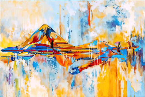 تابلو دکوراتیو مدرن با طرح فیگوراتیو و رنگ‌های گرم برای اتاق خواب مستر و ویلاهای مدرن