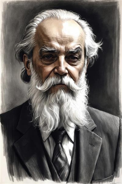 پرتره هنری پیرمرد با ریش سفید و کت‌وشلوار کلاسیک مناسب چاپ تابلو شاسی و قاب عکس دکوراتیو