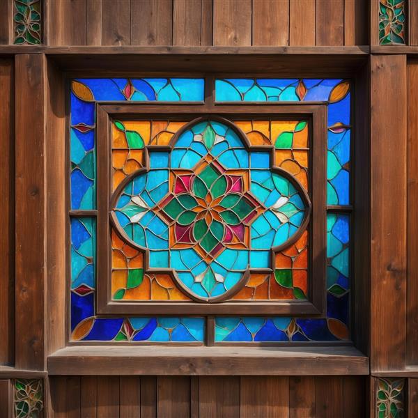 تصویر باکیفیت گره‌چینی سنتی و پنجره چوبی قدیمی ویژه چاپ پوستر سه بعدی و تابلو دیواری لابی