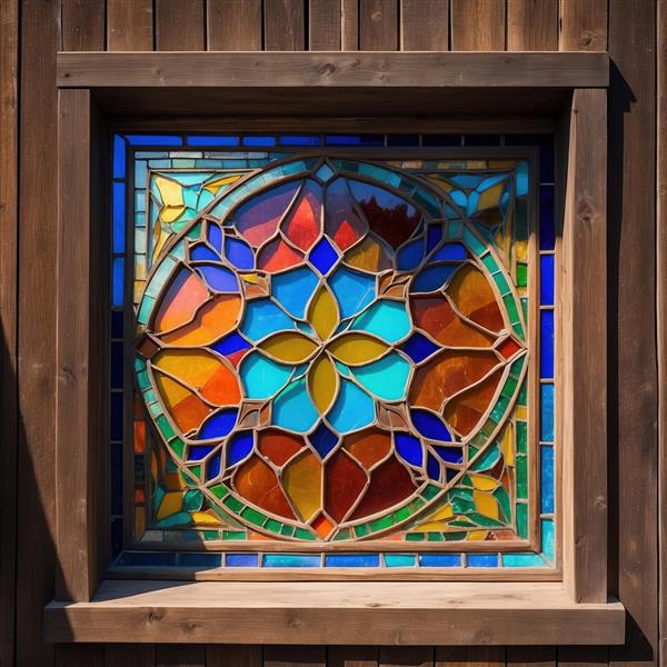 پوستر دیواری طرح خورشید درخشان شیشه رنگی برای دکوراسیون مدرن آشپزخانه و ناهارخوری