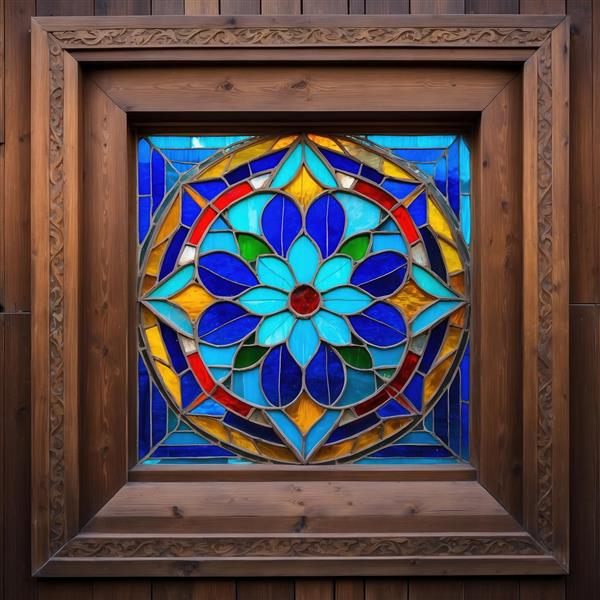 طرح شمسه خورشیدی با رنگ‌های سرد و گرم لایه باز برای چاپ روی کوسن و پوستر دیواری لابی هتل