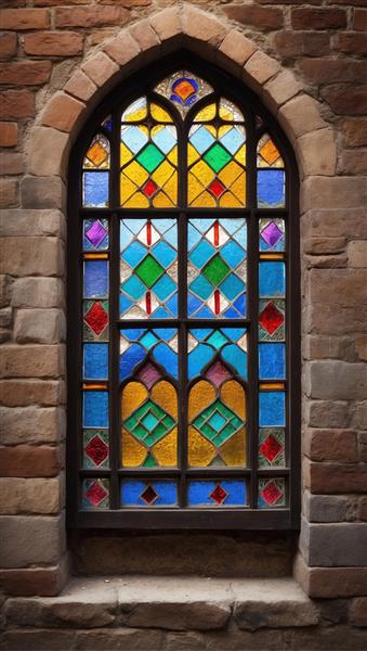 پوستر دیواری سه بعدی طرح هندسی لوزی با شیشه‌های رنگارنگ مناسب برای دکوراسیون اتاق نوجوان و گیم‌نت