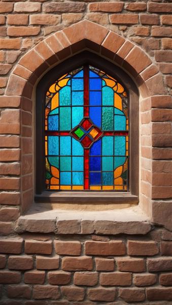 پوستر دیواری طرح سنتی با نقش چلیپا و شیشه‌های فیروزه‌ای مناسب دکوراسیون سالن‌های پذیرایی و فضاهای هنری