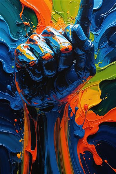 نقاشی مدرن مشت گره کرده با رنگ‌های غلیظ اکریلیک انتزاعی برای پوستر دیواری اتاق نوجوان و دفتر کار