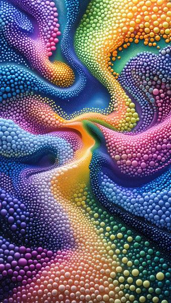 پس‌زمینه انتزاعی ذرات رنگی و بافت نقطه‌ای رنگین‌کمانی برای پوستر دیواری اتاق کودک و مهدکودک، چاپ روی فرش و کاغذ دیواری مدرن