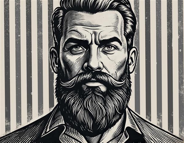 پوستر دیواری آرایشگر مردانه نقاشی وکتوری سبک وینتج