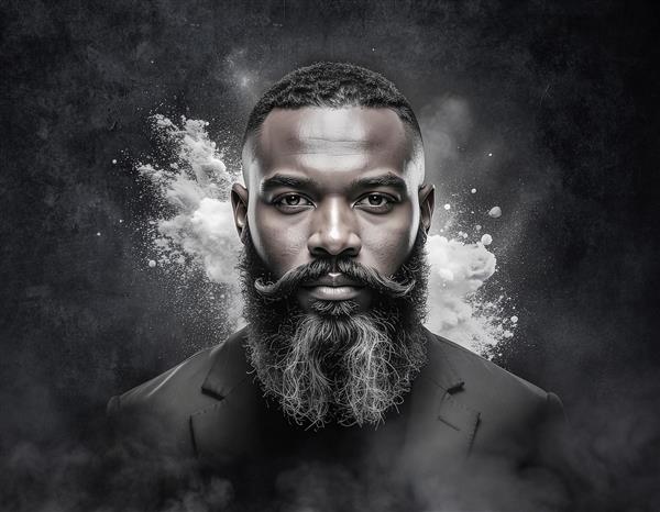 طرح پوستر دیواری 3d مرد آرایشگر با زمینه تیره و محو