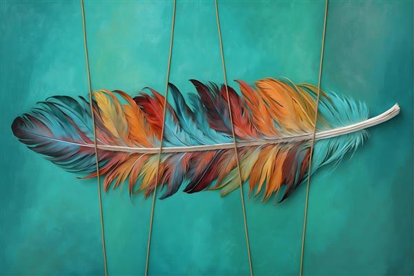 طرح انتزاعی پر رنگارنگ با پس زمینه فیروزه ای برای پوستر دیواری مدرن دفاتر اداری و اتاق کار