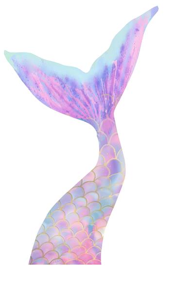 فیگور دم پری دریایی صورتی و بنفش آبرنگی مناسب برای تم تولد، پوستر دیواری مهدکودک و چاپ روی دفترچه