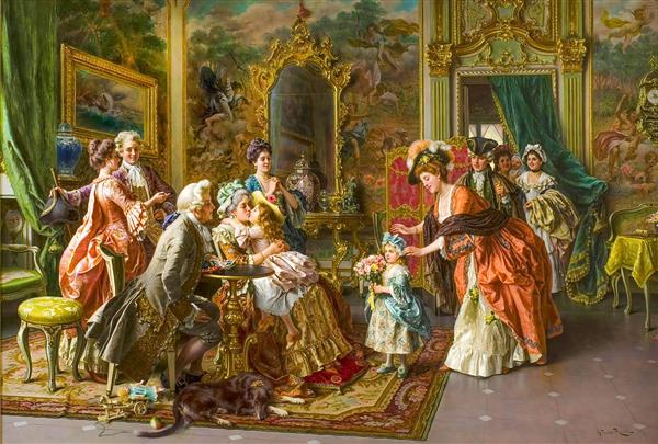 تصویر هنری از تجمع نجیب زادگان در تالار آینه مناسب برای چاپ روی پرده تصویری و روتختی دونفره