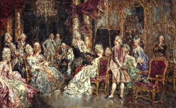 نقاشی رنگ روغن تالار آینه و دربار سلطنتی مناسب پوستر دیواری پشت تخت خواب و لابی‌های مجلل