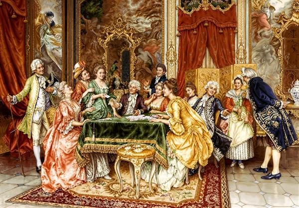 تصویر باکیفیت ضیافت شام و بازی در تالار سلطنتی برای پوستر دیواری سه بعدی پشت تلویزیون و دکوراسیون سالن غذاخوری