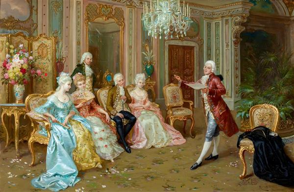 طرح نقاشی همایش بزرگان در تالار مجلل اروپایی برای چاپ پوستر دیواری کنفرانس و لابی هتل