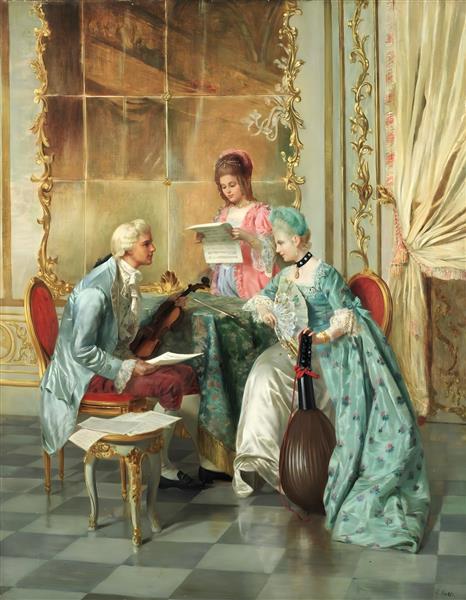 نقاشی اشرافی مجلس موسیقی کلاسیک برای پوستر دیواری تالار مجلل، آموزشگاه موسیقی و کنسرت