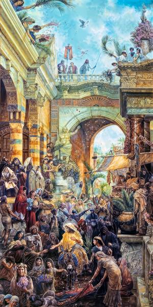 پوستر دیواری عریض با موضوع بازار تاریخی و مذهبی اورشلیم مناسب برای اماکن فرهنگی و هنری