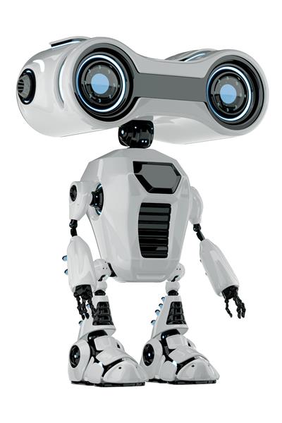 کاراکتر ربات سفید فضایی با چشمان بزرگ مناسب پوستر دیواری اتاق نوجوان و دکوراسیون گیم‌نت