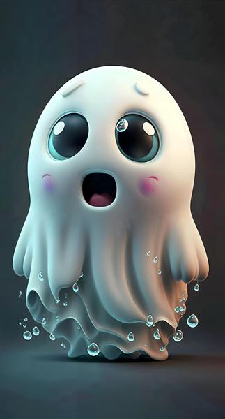 روح سرگردان بامزه و متعجب با قطرات آب طرح سه بعدی خاص برای استیکر دیواری و دکوراسیون خلاقانه اتاق