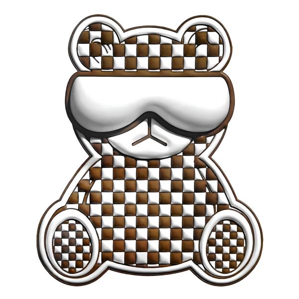 خرس فانتزی با طرح شطرنجی و عینک سفید مدرن برای پوستر دیواری لوکس و دکوراسیون مغازه اکسسوری