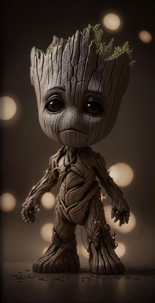 طرح شخصیت محبوب گرود (Groot) با نورپردازی بوکه ویژه پوستر دیواری سه بعدی اتاق گیمینگ و دکوراسیون خلاقانه