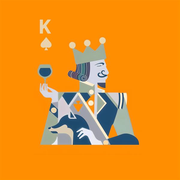 پوستر دیواری مدرن شاه پیک با پس‌زمینه نارنجی خیره‌کننده مخصوص دکوراسیون داخلی کافه، رستوران و محیط‌های خلاق