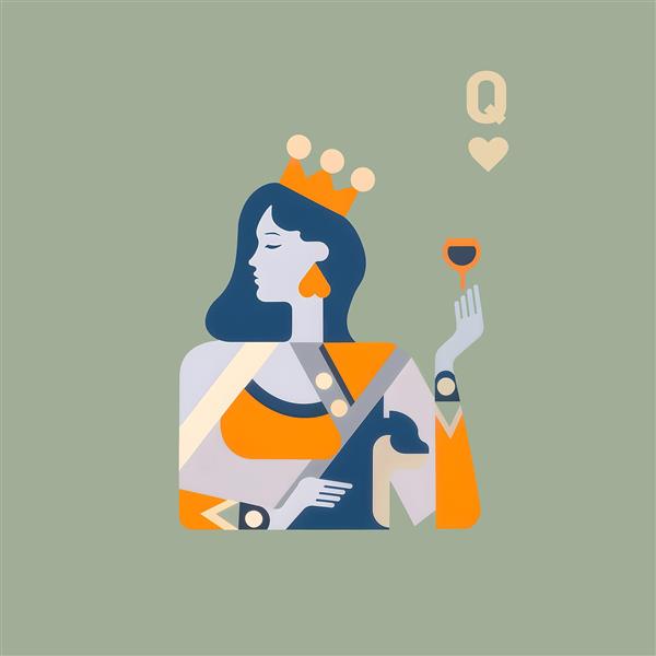 طرح فانتزی بی بی دل (ملکه) با استایل مدرن و هنری برای چاپ روی کوسن، ماگ و تابلو دکوراتیو کافه و اتاق دخترانه