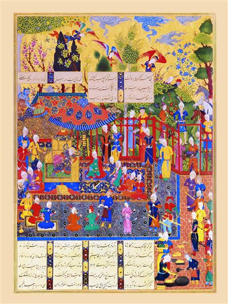 مینیاتور اصیل ایرانی با جزئیات خیره‌کننده و خطاطی مناسب تابلو دیواری لابی هتل، سفره‌خانه و تالارهای مجلل ایرانی