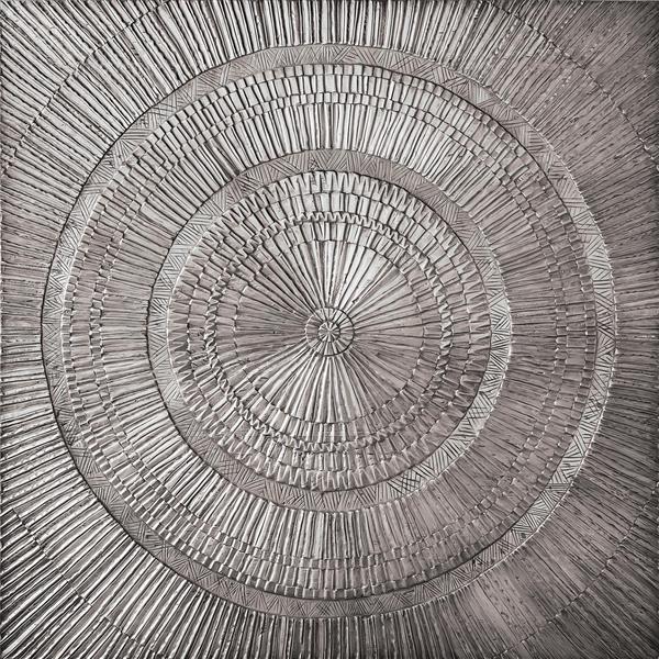 پوستر دیواری لوکس طرح خورشیدی نقره ای با بافت برجسته متالیک جهت نصب در اتاق نشیمن و سالن کنفرانس