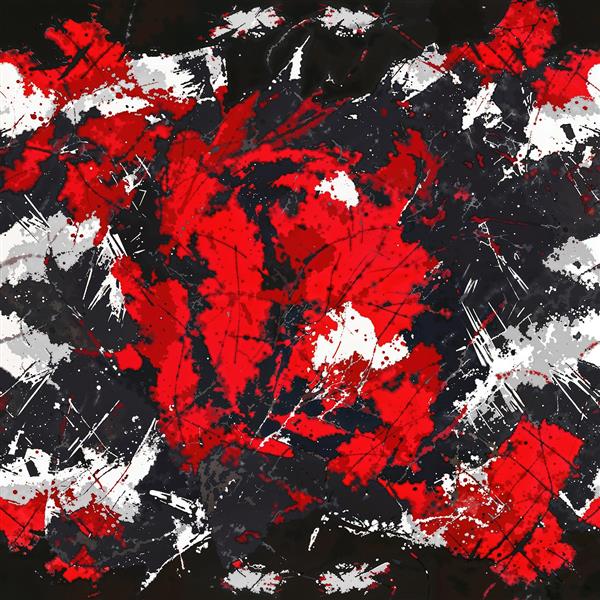 طرح گرافیکی انتزاعی با پاشش رنگ قرمز و مشکی ویژه چاپ پوستر دیواری اسپرت، دکوراسیون اتاق جوان و باشگاه های ورزشی