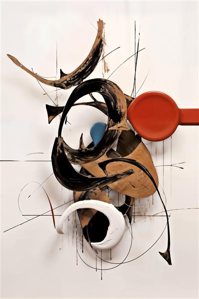 طرح آبستره و مفهومی مدرن با المان‌های قرمز و مشکی ویژه پوستر دیواری گالری‌های هنری و نشیمن‌های آوانگارد