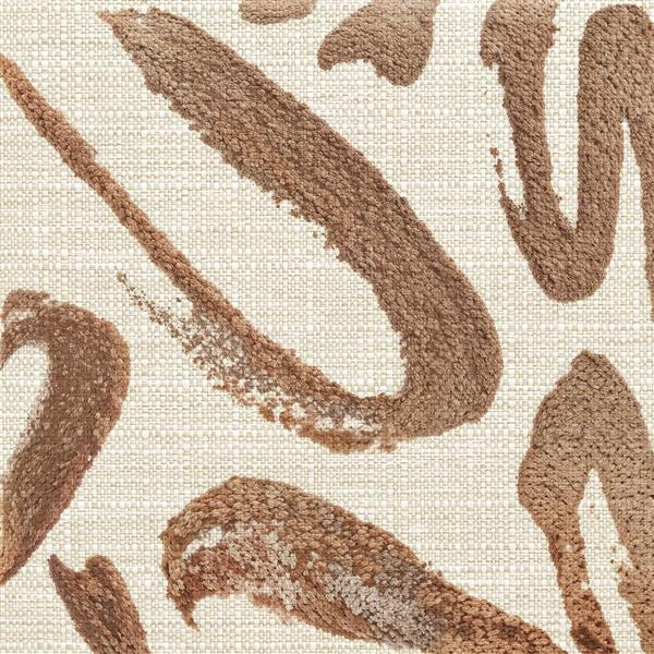 طرح انتزاعی ضربات قلم‌مو با رنگ مسی بر روی بافت کتان برای کاغذ دیواری لوکس پشت تختخواب و لابی هتل