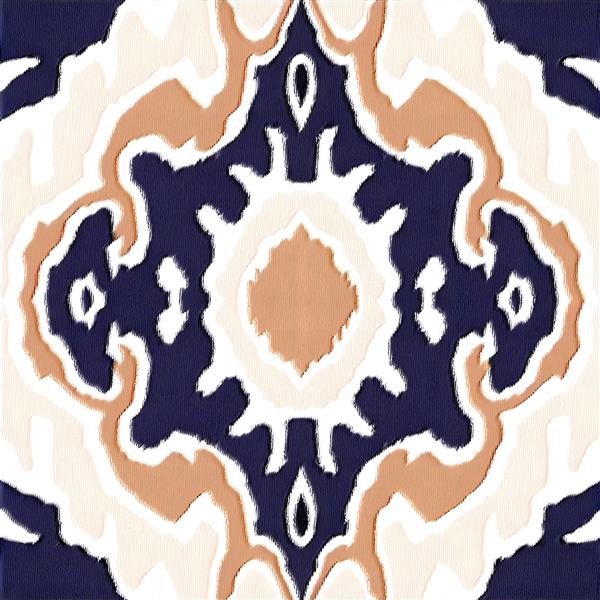 طرح انتزاعی ایکات با رنگ سرمه‌ای و کرم ویژه کاغذ دیواری اتاق خواب و چاپ روی کوسن و پرده‌های پانچی