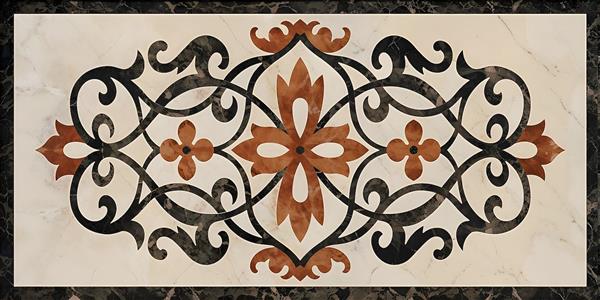 حاشیه اسلیمی لوکس با رنگ‌های گرم قهوه‌ای و کرم برای پوستر دیواری سه بعدی اتاق خواب و سالن کنفرانس