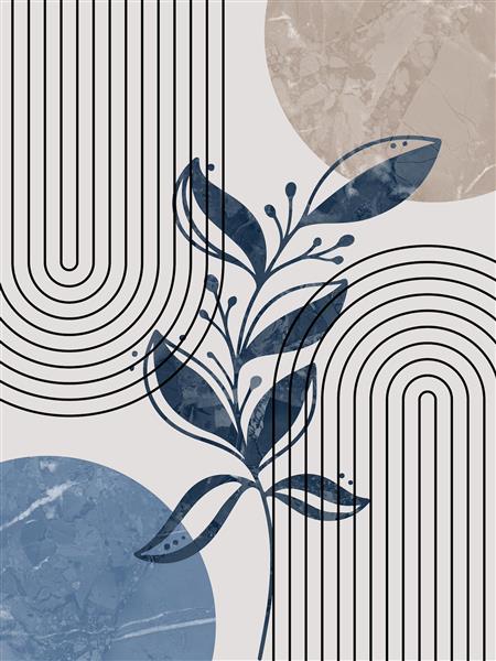 کاغذ دیواری عمودی با طرح شاخ و برگ سرمه‌ای و طاق‌های هندسی متقارن برای لابی هتل و پشت کاناپه پذیرایی