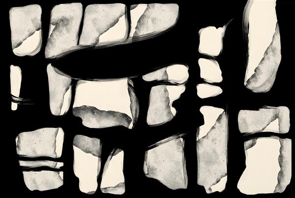 نقاشی انتزاعی سنگ‌چین سیاه و سفید مدرن ویژه پوستر دیواری مینیمال پذیرایی و فضاهای اداری خاص