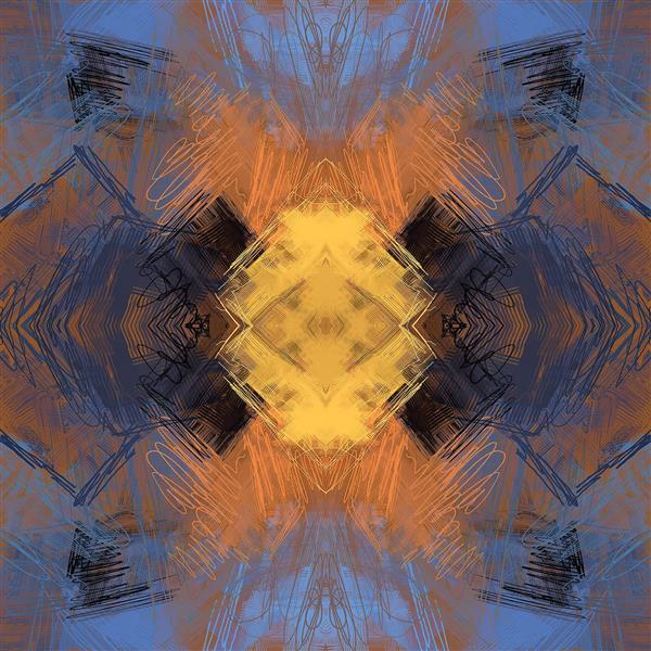 پوستر سه بعدی مدرن با طرح انتزاعی قلم‌زنی و رنگ‌های گرم جهت نصب در اتاق نشیمن، دفتر کار مهندسی و سالن کنفرانس