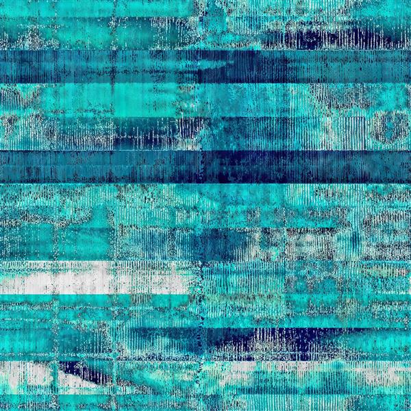 کاغذ دیواری بافت‌دار با طیف رنگی فیروزه‌ای و آبی تیره به سبک کهنه‌کاری مناسب سالن پذیرایی، اتاق کار و دیوارهای لابی