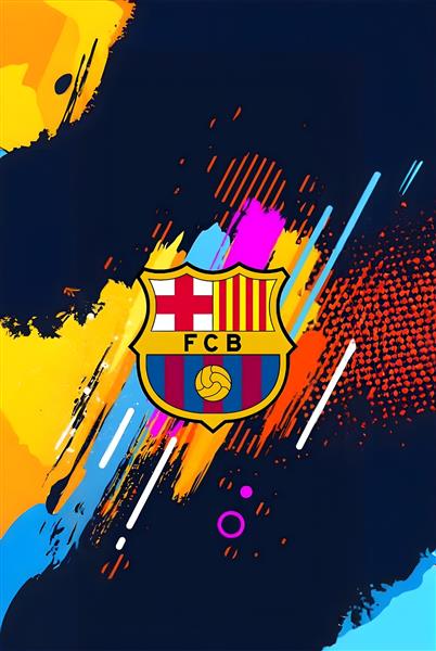 طرح پوستر دیواری تیم بارسلونا با سبک نقاشی مدرن و رنگ‌های زنده ویژه اتاق خواب کودک و نوجوان و دکوراسیون کلاب ورزشی