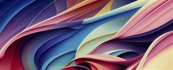 کاغذ دیواری سه بعدی با طرح امواج رنگارنگ و خطوط سیال مناسب سالن نشیمن، پشت تلویزیون و دکوراسیون مطب‌های شیک