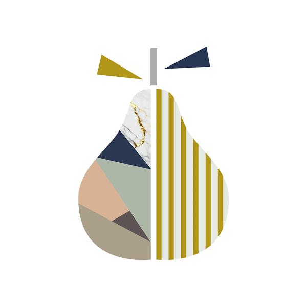 طرح انتزاعی گلابی با نقوش هندسی و سنگی مدرن برای تابلو دکوراتیو آشپزخانه و پوستر دیواری رستوران