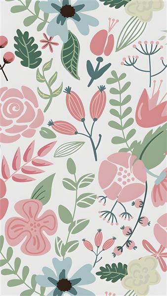 پوستر دیواری کودکانه با طرح گل و مرغ فانتزی در رنگ‌های پاستلی مناسب اتاق نوزاد و مهدکودک و تولید دفترچه و کتاب کودک