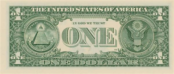 تصویر پشت اسکناس یک دلاری آمریکا مناسب برای تابلو دکوراتیو دفاتر صرافی، حسابداری و محیط‌های تجاری