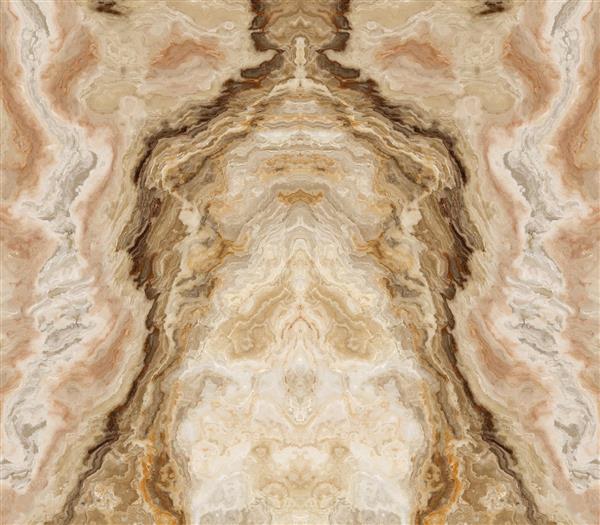 پوستر دیواری قرینه طرح سنگ مرمر کرم و قهوه‌ای با نمای بوک‌مچ مناسب برای پشت تلویزیون و لابی ساختمان