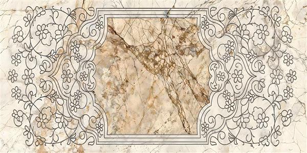 کادر تذهیب کلاسیک روی زمینه سنگ مرمر روشن برای چاپ پوستر دیواری سنتی و تابلو فرش