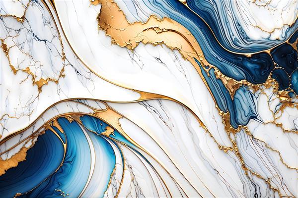 طرح لاکچری ژئود آبی و طلایی خیره‌کننده ویژه پوستر دیواری پذیرایی و تابلوهای دکوراتیو مدرن