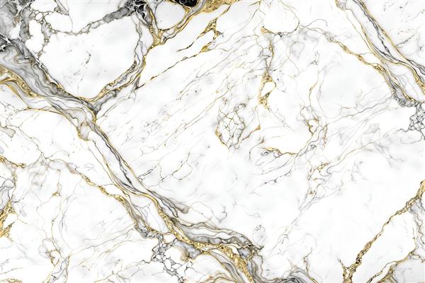 طرح لوکس سنگ مرمر سفید با رگه‌های طلایی و مشکی خیره‌کننده ویژه پوستر دیواری پذیرایی، دیوار پشت تلویزیون و تابلوهای دکوراتیو مدرن
