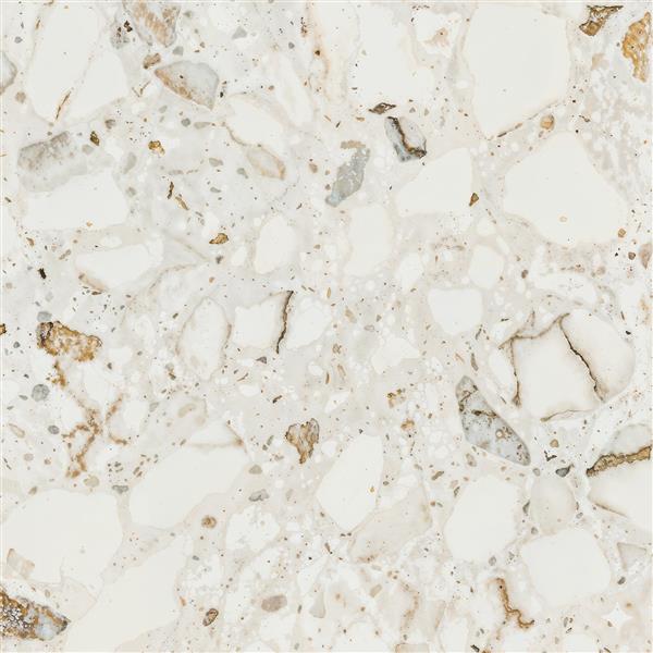 طرح سنگ ترازو (Terrazzo) با دانه‌های درشت کرم و قهوه‌ای مناسب برای چاپ کف‌پوش، رومیزی و دیوارپوش‌های مدرن
