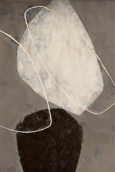 طرح نقاشی انتزاعی مینیمال با اشکال ارگانیک تیره و روشن ویژه تابلوهای مدرن کافه، رستوران و اتاق نشیمن