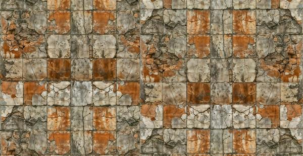 کاغذ دیواری با طرح متقارن سنگ‌فرش قدیمی و آجرنما با تنالیته گرم برای راهرو و ورودی ساختمان‌های کلاسیک